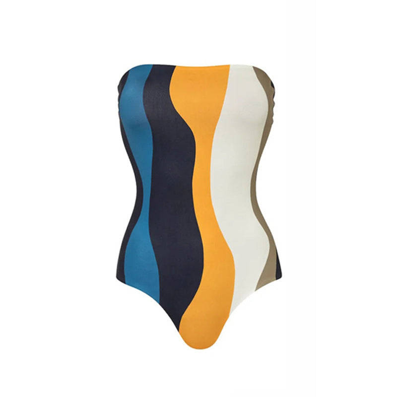 One Piece Triangle Swimsuit Sexy Tube Top Swimsuit Sexy Belt Wrap Skirt Bella Mia